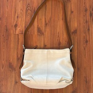 Coach cream East West duffle bag pebbled leather